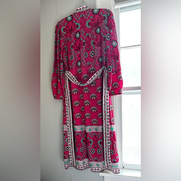 Celina Moon Rose Abstract Block Print Viscose Tie Waist Dress Size Small - Picture 5 of 5